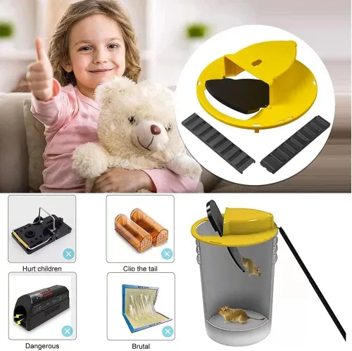 Miniatura 7 de Trampa para ratones con tapa abatible, para interior y exterior, trampa para ratones, trampa para ratones, tapa de cubo de trampa para ratones