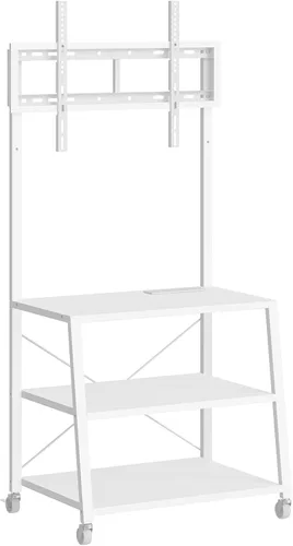 Miniatura 12 de HOOBRO - Soporte de TV móvil con soporte y toma de corriente hasta 55 pulgadas, centro de entretenimiento de esquina, soporte de TV pequeño con 3