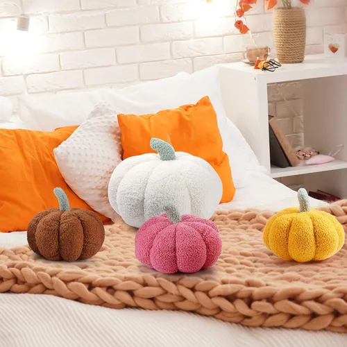 Miniatura 6 de Kajaia 4 almohadas de otoño decorativas de calabaza de Acción de Gracias, almohada de otoño de 11 pulgadas y 7 pulgadas, cojín 3D de Acción
