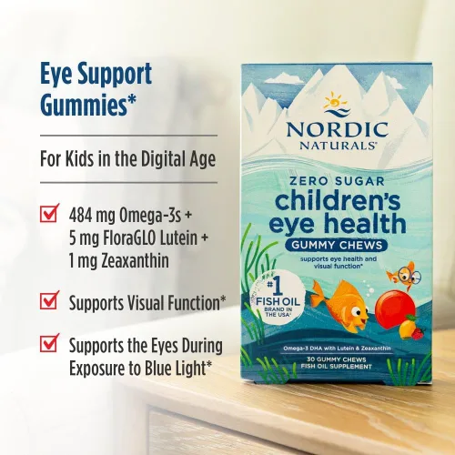 Miniatura 3 de Nordic Naturals Gomitas para la salud ocular infantil, sabor a fresa y limonada - 30 gomitas para niños - 484 mg Omega-3 totales DHA, luteína