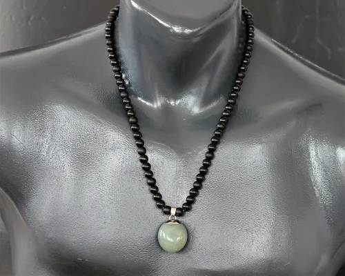 Miniatura 35 de Colgante de turmalina cruda natural, Collar de cuentas de ónix negro genuino, Collar de piedra negra, Collar de piedras preciosas, Cuentas de 0.315