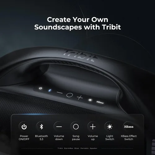 Miniatura 5 de Tribit StormBox Blast - Altavoz Bluetooth portátil, (140W pico) 90W de sonido estéreo fuerte con 30 horas de reproducción, IPX7 impermeable, luz