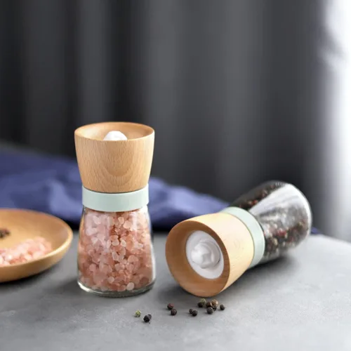 Miniatura 8 de VEVOK CHEF Juego de molinillo de sal y pimienta Wood VEVOK CHEF ajustable, molinillo de pimienta recargable, molinillo de pimienta de madera, bonito