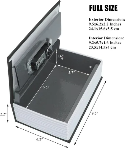Miniatura 7 de Caja fuerte con forma de libro con cerradura de combinación - Jssmst Caja fuerte de metal con camuflaje de diccionario para oficina en casa