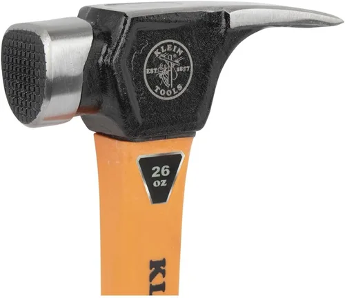 Miniatura 6 de Klein Tools 832-26 - Martillo de carpintero de 26 onzas con garra de lineal, mango de fibra de vidrio, resistente para postes de servicios públicos