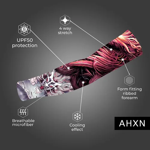 Miniatura 5 de Mangas de protección solar UV para hombres y mujeres, manga de enfriamiento de compresión deportiva UPF 50+, regalo único de manga de tatuaje Phoenix