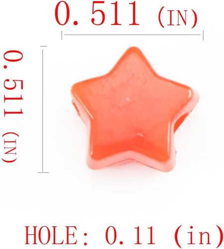Miniatura 6 de 500 piezas de cuentas acrílicas rojas de 13 mm con gran agujero en forma de estrella para hacer joyas, pulseras, collares, aretes, llaveros, regalos