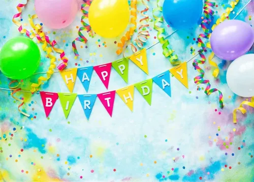 Miniatura 8 de BELECO Telón de fondo de tela de poliéster de cumpleaños, 5 x 3 pies, incluye decoraciones de feliz cumpleaños, globos, pancarta, para fiesta