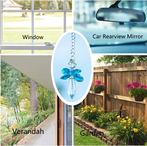 Miniatura 5 de Atrapasoles de cristal de ángel guardián arcoíris para decoración del hogar, auto, porche, decoración de porche, adorno de cristal para mamá y mujer