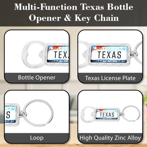 Miniatura 4 de Abrebotellas Texas con llavero de matrícula de Texas, paquete de 12