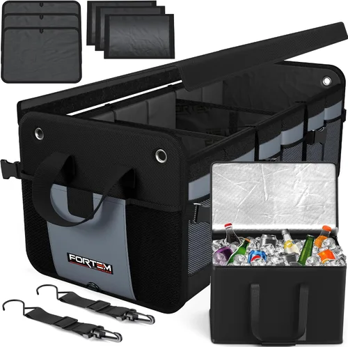 Miniatura 16 de FORTEM Organizador de maletero con enfriador para SUV, organizador y almacenamiento de automóvil, multicompartimento plegable, regalo de Navidad