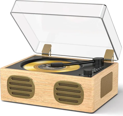 Miniatura 10 de Reproductor de CD Bluetooth portátil con altavoz, reproductor de CD retro, pantalla LED, reproducción USB, entrada/salida AUX, recargable, perfecto