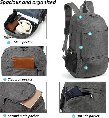 Miniatura 4 de TANTOMI Mochila plegable ultraligera de 25 litros, mochila de senderismo plegable para viajes, saco de gimnasio de bolsillo compacto