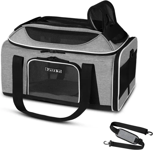 Miniatura 13 de Petskd Transportador de mascotas extensible superior de 17 x 11 x 9.5 pulgadas, aprobado por aerolíneas de Alaska, transportador de lados suaves