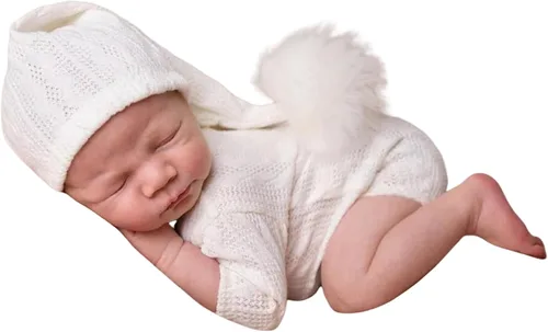 Miniatura 25 de Ropa de Navidad para recién nacido, accesorios para sesión de fotos, ropa de ganchillo, pantalones de sombrero rojo de Papá Noel, accesorios