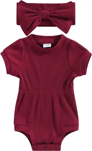 Miniatura 36 de Traje de verano para niña pequeña, de manga corta, acanalado, overol liso, pantalones cortos, ropa para recién nacidos
