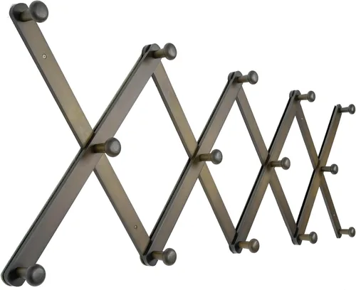 Miniatura 9 de SKOLOO Perchero Grande para Sombreros de Pared, Colgador de Pared de Acordeón de Madera, Moderno, Ganchos Expandibles para Abrigos, Perchero