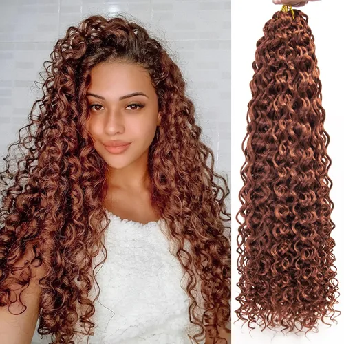 Miniatura 27 de QRHSUKA - Mechones rizados con ganchillo GoGo, cabello ondulado con ganchillo de agua para mujeres, sintético gris, trenzado bohemio, trenza de onda