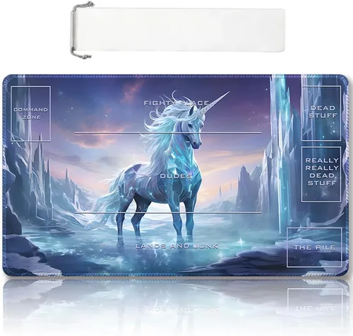 Miniatura 52 de Tapete de Juego MTG Premium Cosido con Zonas y Respaldo de Goma Antideslizante - Tapete de Juego TCG para MTG y Otros Juegos de Cartas - Diseño Dkt