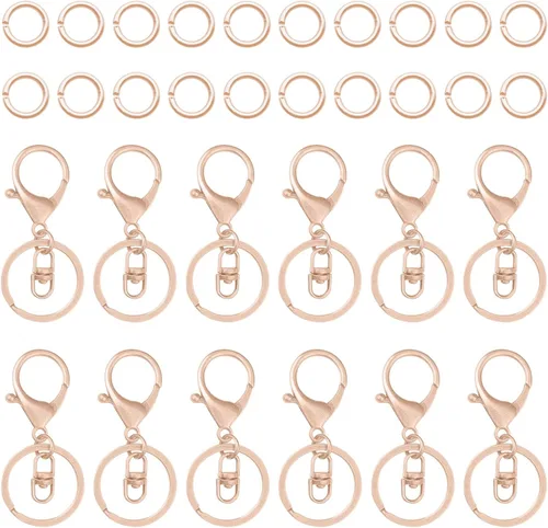 30 llaveros con cierre de langosta para la fabricación de joyas, broches giratorios de gatillo con cierres giratorios, clips de gancho, anillo de