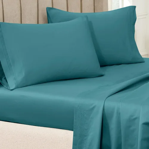 Miniatura 24 de Superior 100% algodón egipcio de 650 hilos, juego de fundas de almohada estándar de 2 piezas, una sola capa, sólido, azul bebé