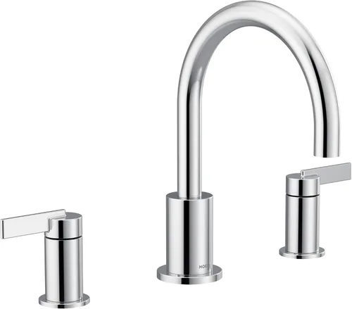 Miniatura 9 de Moen T6223BG Cia - Kit de moldura de grifo de bañera romana de arco alto de 2 manijas, requiere válvula, oro cepillado