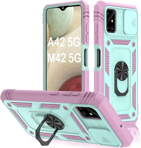 Miniatura 10 de PASNEW Funda para Samsung Galaxy A54, Soporte Metálico y Cubierta Deslizante para Cámara, Militar Multicapa Resistente de Cuerpo Completo a Prueba