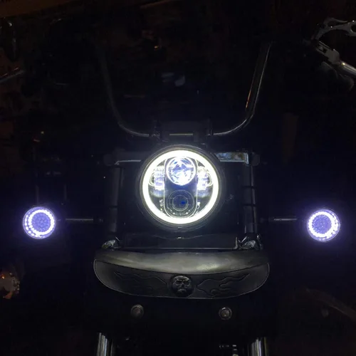 Miniatura 6 de Faro LED para motocicleta, 5-3/4 pulgadas, redondo, cromado, proyector LED con DRL blanco compatible con XL883N/FLSTS/XG750/FXDWG/XL1200V