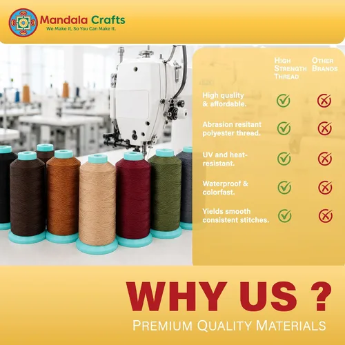 Miniatura 2 de Mandala Crafts Airforce Blue - Hilo resistente de 1500 yardas Tex 70 hilos de poliéster fuertes para coser cortinas, jeans, cuero, cabello