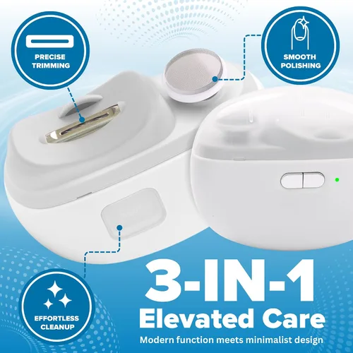 Miniatura 3 de Aethora Cortaúñas eléctrico para manos 3 en 1 con luz LED, lima de uñas y almacenamiento de polvo, recortador de uñas eléctrico silencioso, seguro