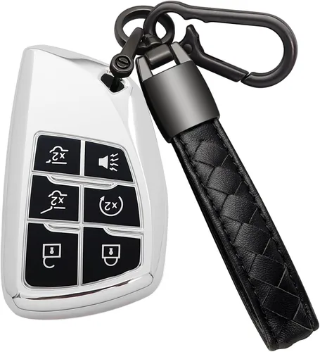Miniatura 7 de Funda para Llavero de Chevy con Llavero Carcasa Suave de TPU Portallaves Compatible con Chevrolet Suburban Tahoe Silverado 1500 2021 2022 2023