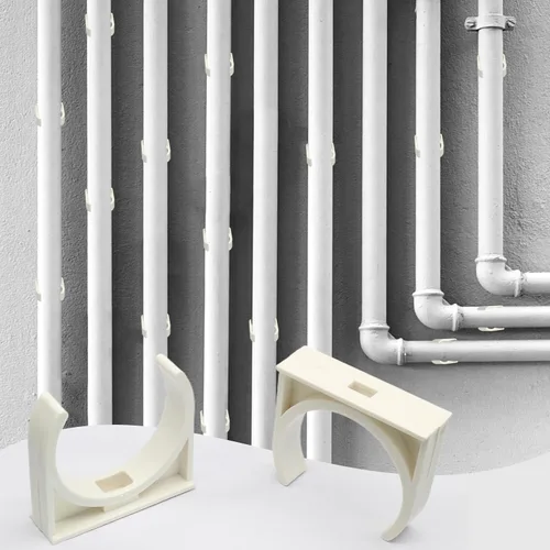 Miniatura 5 de Hordion 100 abrazaderas de PVC en forma de U para tuberías de agua de 1/2 pulgada (0.630 in), bandejas de TV, tubo, colgador de manguera, soporte