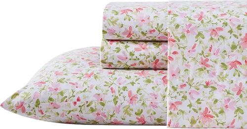 Miniatura 2 de Laura Ashley - Sábanas tamaño King, juego de ropa de cama de percal de algodón, ligeras y transpirables para decoración del hogar