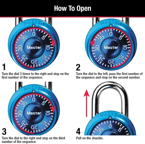 Miniatura 5 de Master Lock 1533TRI mini candados de combinación en azul, morado y rojo, paquete de 3, Púrpura, 1533TRI