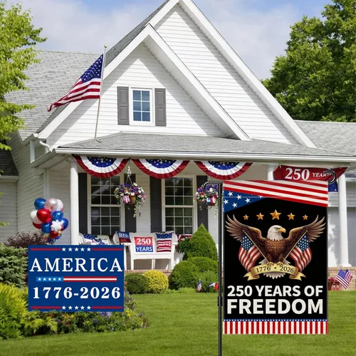 Miniatura 3 de Bandera de jardín del 250 aniversario de América, bandera patriótica del 250 aniversario de EE. UU., señal de jardín conmemorativa del diseño
