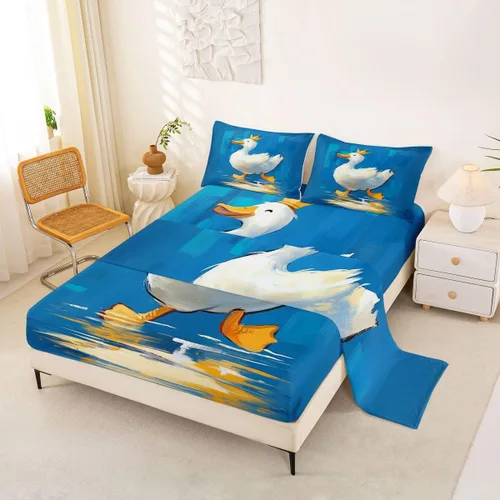 Miniatura 8 de Erosebridal Juego de sábanas para niños y niñas, diseño de pato amarillo, diseño de patos de dibujos animados, juego de ropa de cama de granja