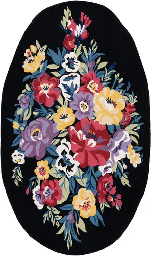 Miniatura 3 de SAFAVIEH Chelsea Collection - Alfombra de pasillo, 2 pies 3 pulgadas x 8 pies, negro y rosa, hecho a mano, lana floral francesa, ideal para zonas