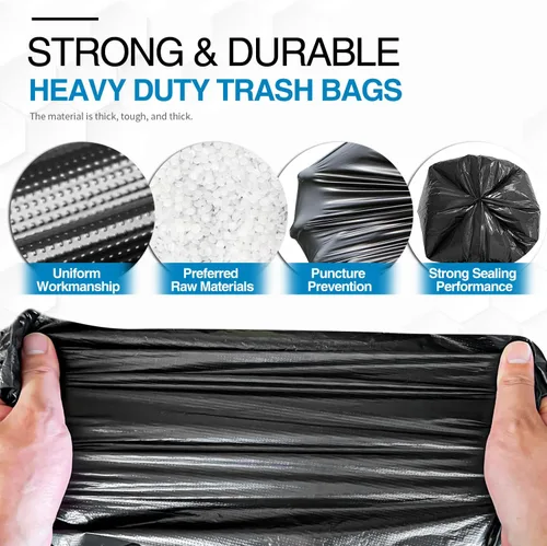 Miniatura 3 de Charmount Bolsas de basura de 55 galones, 1.5 mil-37 x 56 pulgadas con lazos, bolsas de basura negras grandes y resistentes para exteriores, trabajo
