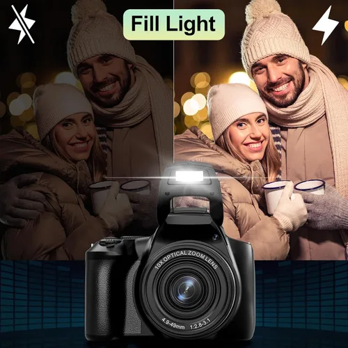 Miniatura 5 de Cámaras digitales de 64 MP para fotografía, cámara de video óptica 10X, cámara de vlogging con zoom digital 4X para YouTube con flash, salida WiFi