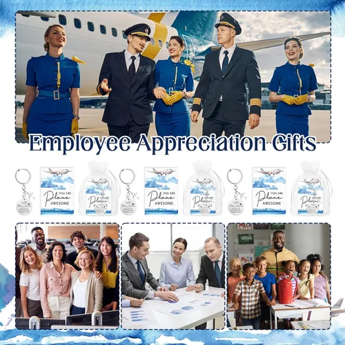 Miniatura 6 de Tondiamo Flight Attendant Gifts Bulk Airplane Keychain with Thank You Cards for Travel Adventure Party Favor Holiday Gift