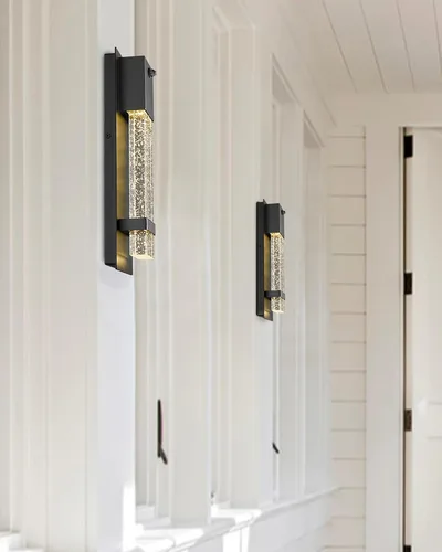 Miniatura 5 de HWH INVESTMENT Lámpara de pared para exteriores con sensor de anochecer al amanecer, lámpara LED moderna de pared exterior, acabado negro