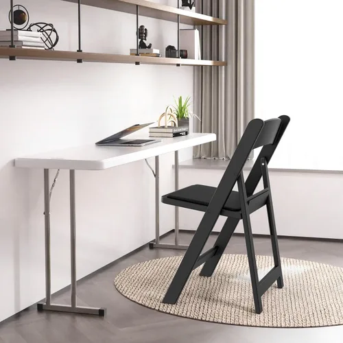 Miniatura 7 de VINGLI Sillas plegables de resina con cojín, silla plegable de plástico con cómodos asientos acolchados, perfectas para fiestas y eventos en Negro