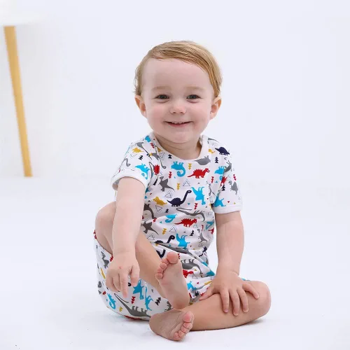 Miniatura 6 de Zanie Kids Enterizos de manga corta para bebé niño, ropa linda de algodón de verano, paquete de 2