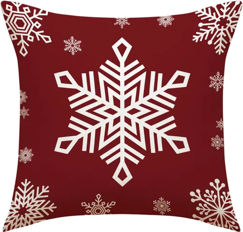 Miniatura 4 de Juego de 4 fundas de almohada de Navidad, 18 x 18 pulgadas, color rojo y blanco, fundas decorativas de invierno para el hogar, sofá, sofá