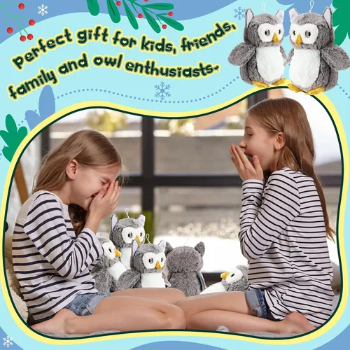 Miniatura 6 de Jenaai 6 piezas de animales de peluche de búho para bebés, juguete de peluche suave, búho relleno, recuerdos de fiesta de mago para niños pequeños