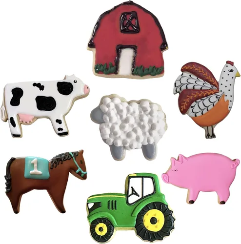 Miniatura 3 de Ann Clark - Juego de cortadores de galletas de animales de granja, 7 unidades, fabricado en Estados Unidos, vaca, cerdo, oveja, gallo, caballo
