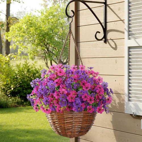 Miniatura 5 de Lifewit Flores artificiales para interiores y exteriores, 12 paquetes de flores falsas de plástico con hojas de eucalipto para decoración del jardín