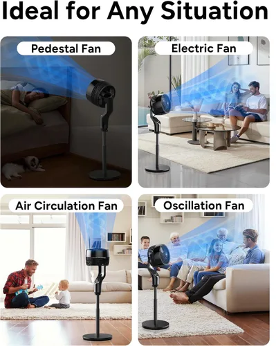 Miniatura 7 de JRD Ventilador para dormitorio, ventilador oscilante de 70°, ventiladores de pedestal silencioso de 100 pies para oficina en casa, vertical manual