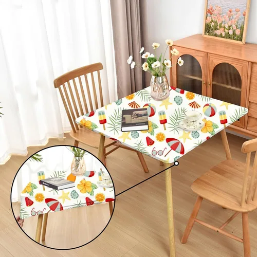Miniatura 37 de Mantel ajustado blanco con elástico para mesas plegables de 48x48 pulgadas, manteles lavables y elásticos de elastano para mesas de cartas, manteles