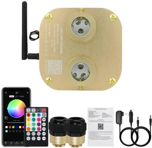 Miniatura 21 de AKEPO 4 Color 36W RGBW Luz de Fibra Óptica Parpadeante Solo Fuente de Luz, 4 Puertos RGBW Parpadeante + Activado por Música + Control a través